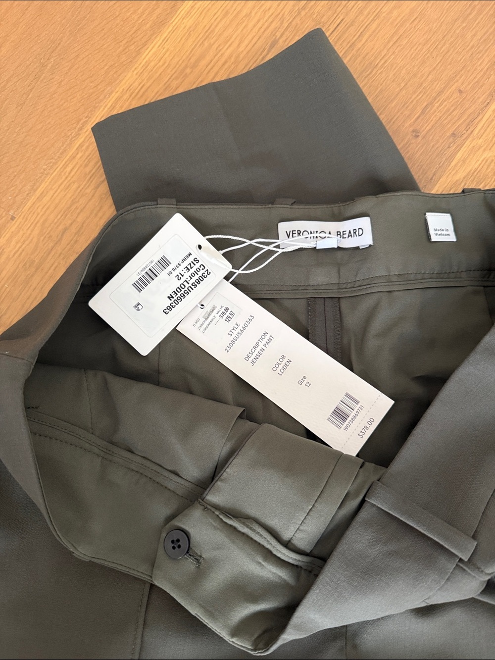 Veronica Beard Olive Green High-Waist Tailored Pants - Picture 2 of 5